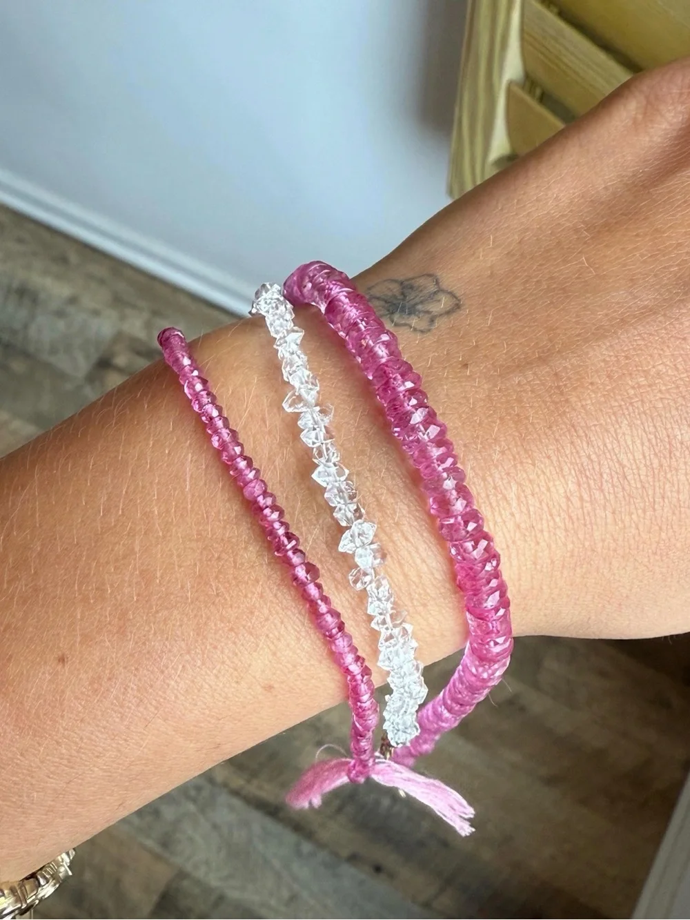 14k Hot Pink Topaz Heishi Bracelet - Picture 7 of 12